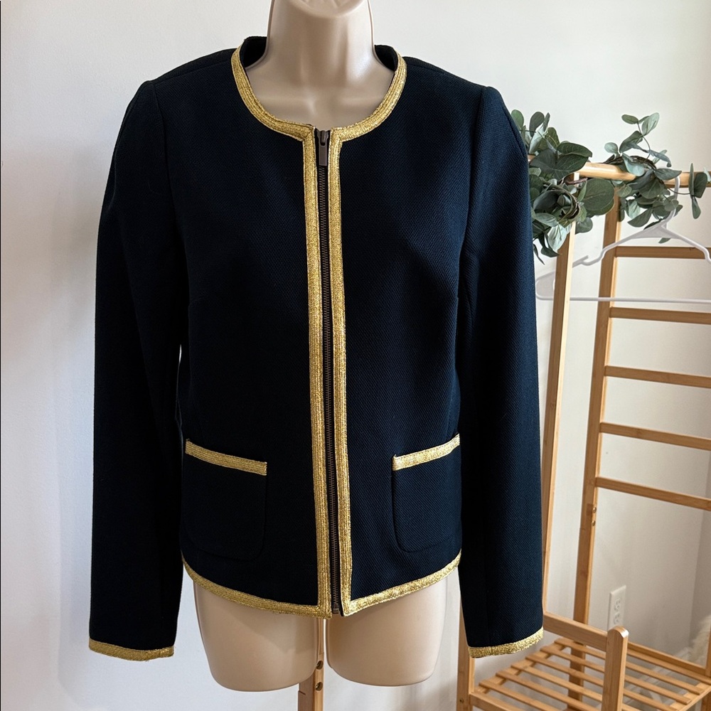 Banana Republic Navy Blue Blazer with Gold Accents